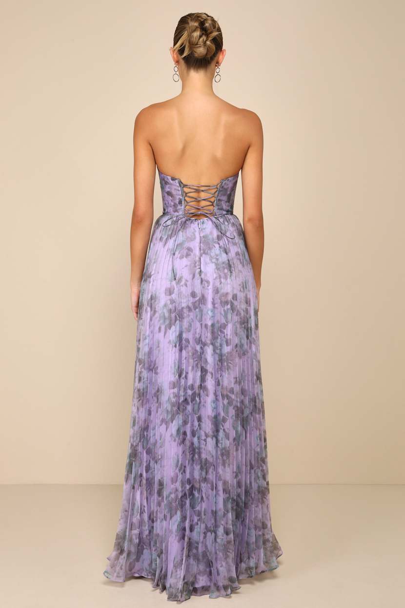 Most Beautiful Day Purple Multi Floral Print Organza Maxi Dress