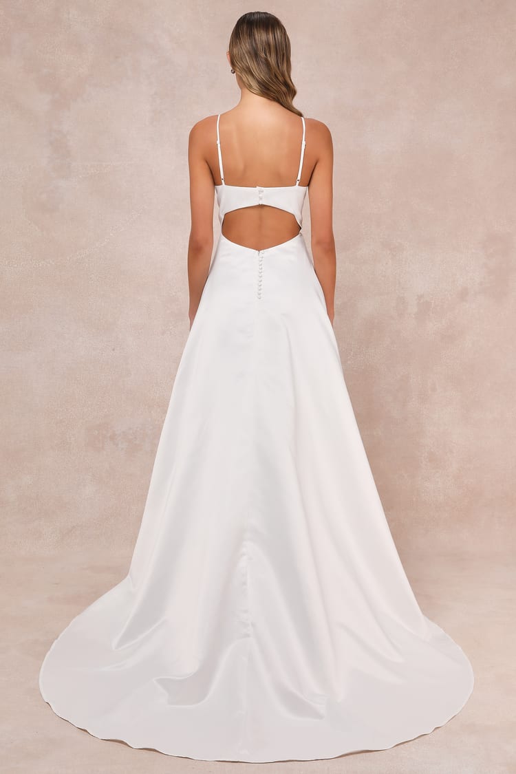 fitted lace wedding dress Double Strap Ring Front Cut-Out M-Slit Backless Maxi Dress main image 0