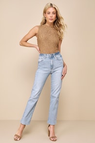 Confidently Classic Light Wash High-Rise Straight Leg Jeans
