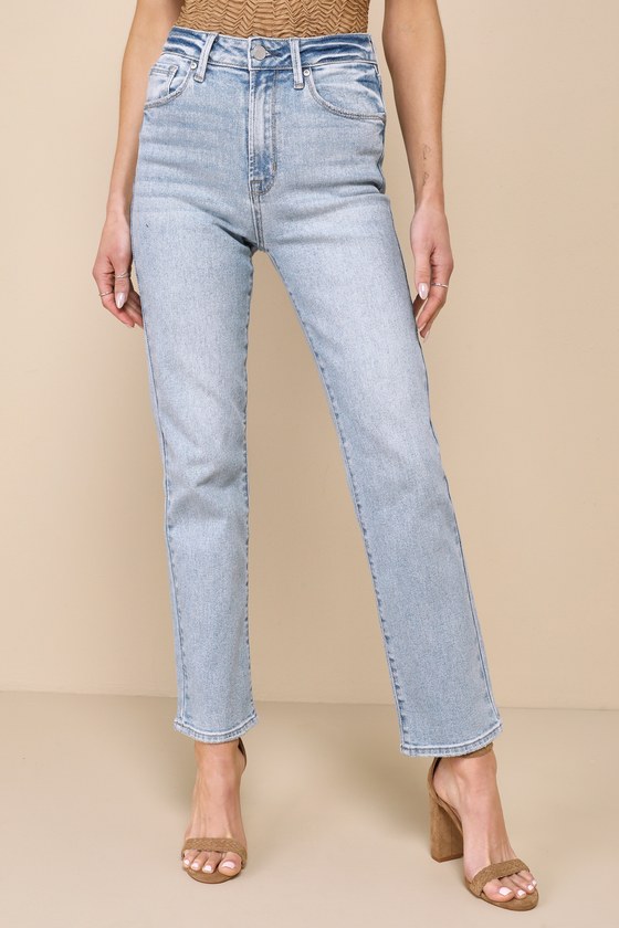 Shop Jbd Confidently Classic Light Wash High-rise Straight Leg Jeans In Blue