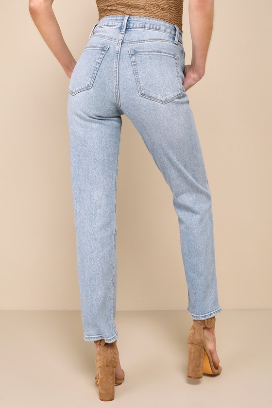 Shop Jbd Confidently Classic Light Wash High-rise Straight Leg Jeans In Blue