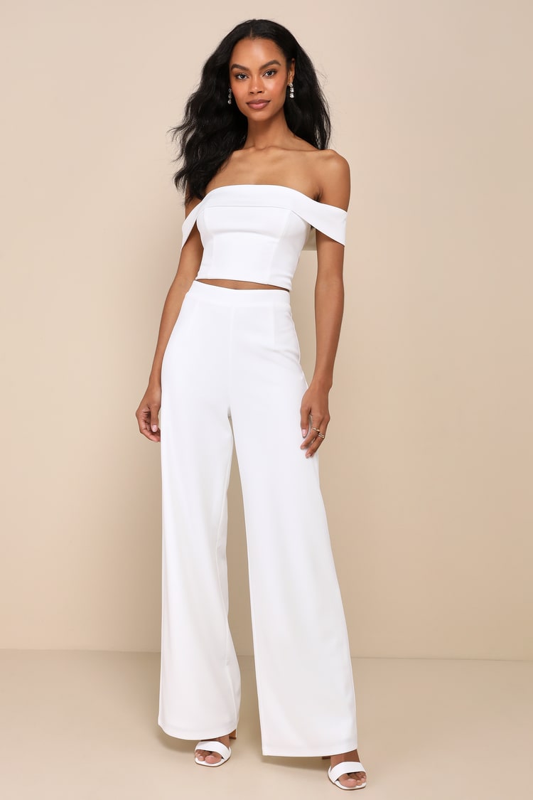 Off Shoulder Jumpsuit Formal Off White Women's Jumpsuit Ivory