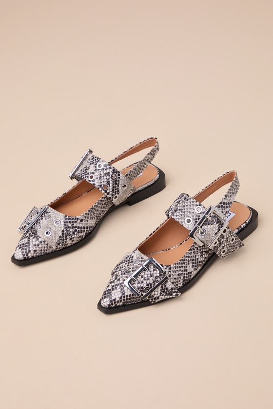 Shop Steve Madden Graya Snake Studded Buckle Slingback Flats