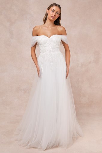 Blissfully Romantic White Tulle Off-the-Shoulder Maxi Dress