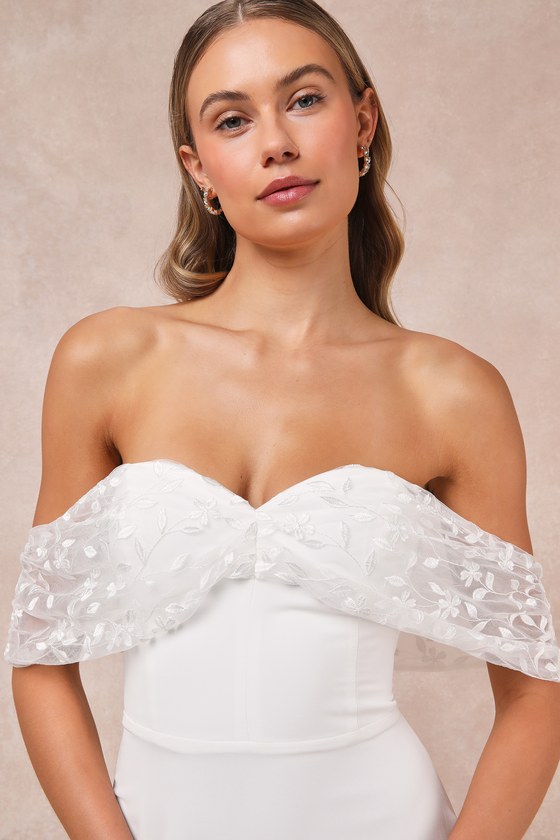 Shop Lulus Beloved Beginning White Embroidered Off-the-shoulder Maxi Dress