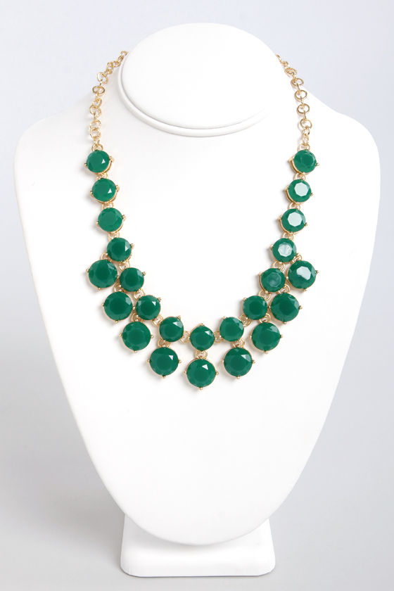 Pretty Green Necklace - Gold Necklace - Statement Necklace - $16.00 - Lulus