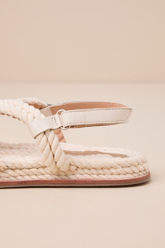Salt + Umber Sansa Natural Rope Slingback Flatform Sandals In Beige