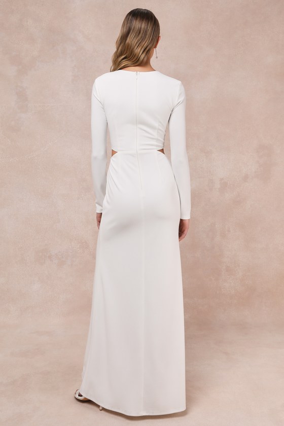 Going for the Wow White Long Sleeve Cutout Maxi Dress 2