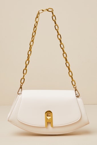 Sophisticated Lines Ivory Crossbody Chain Strap Bag