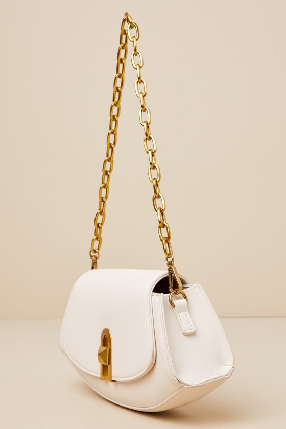Shop Lulus Sophisticated Lines Ivory Crossbody Chain Strap Bag