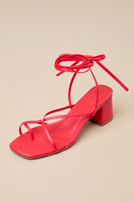 Shop Billini Carmelia Chili Red Square-toe Lace-up High Heel Sandals