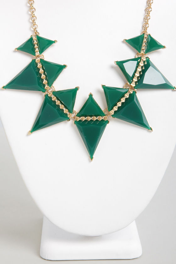 Point of No Return Green Triangle Necklace