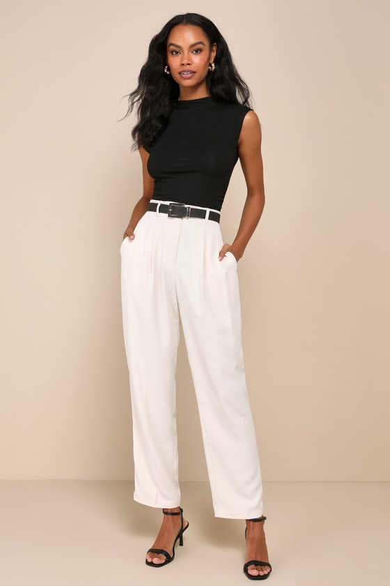 LULUS EFFORTLESS REPUTATION BLACK MOCK NECK RUCHED SLEEVELESS BODYSUIT