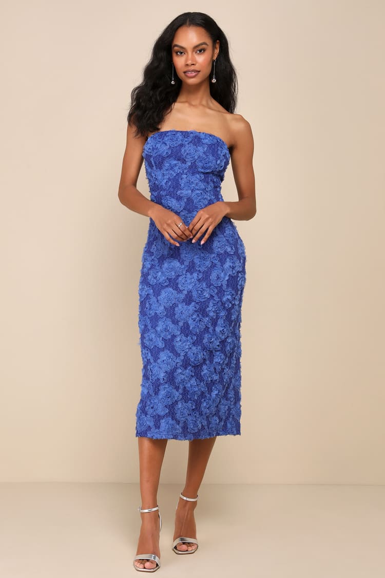 blue dress for baby girl Millà Women's Strapless Maxi Dress With-Flowered Patte - Purple