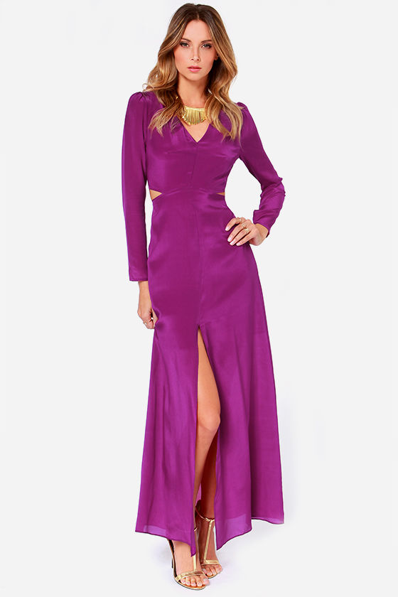 purple silk maxi dress