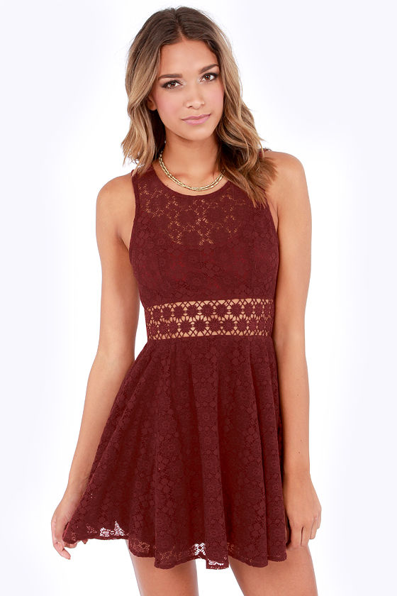 Maroon Lace Dress