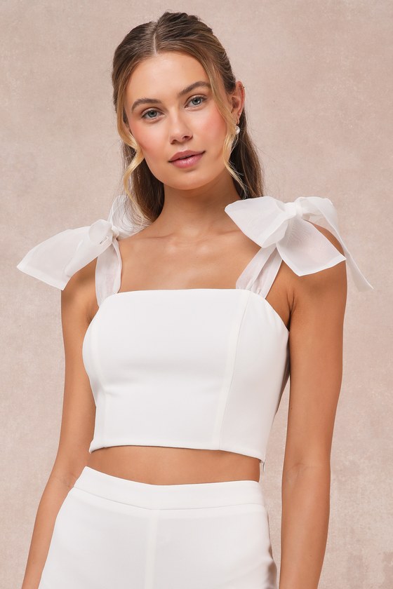 Shop Lulus Stunning Charisma White Tie-strap Two-piece Jumpsuit