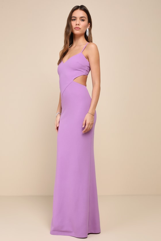 Shop Lulus Alluring Sweetheart Lavender Asymmetrical Cutout Maxi Dress In Purple