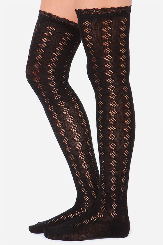 sheer black over the knee socks