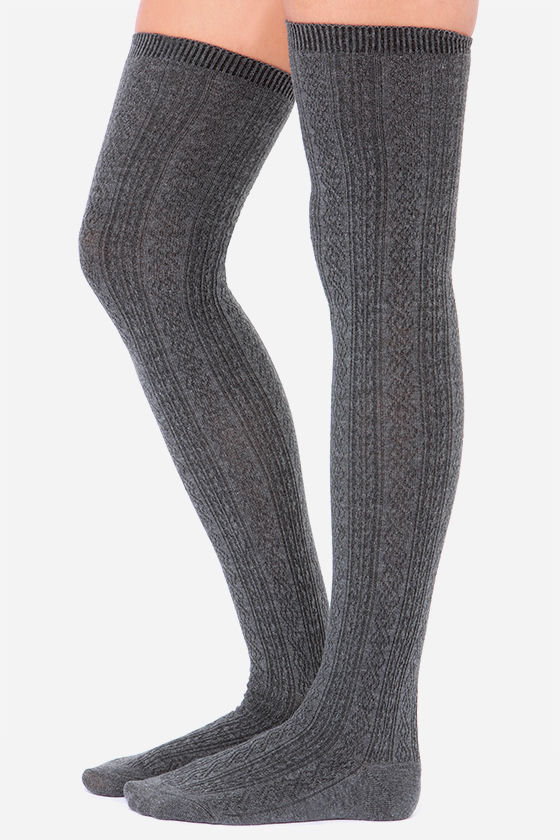 Grey Socks Over The Knee Socks Tube Socks 18.00 Lulus