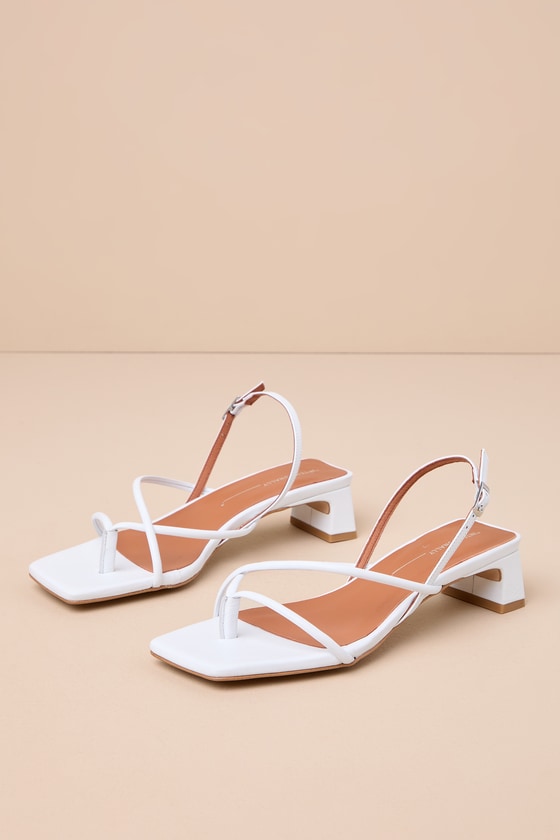 Intentionally Blank Fifi Ice White Leather Strappy Slingback Low Heel Sandals