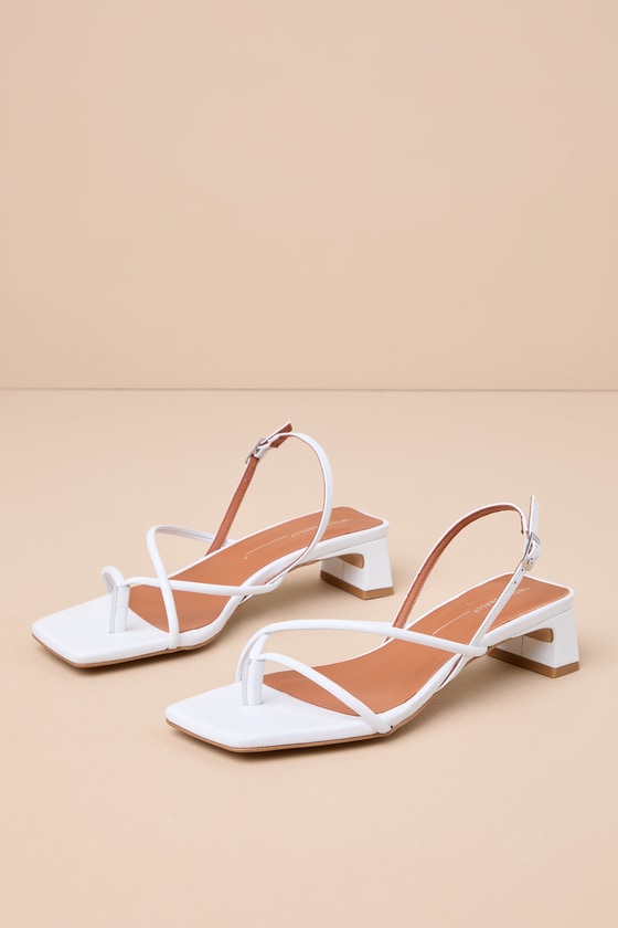 INTENTIONALLY BLANK FIFI ICE WHITE LEATHER STRAPPY SLINGBACK LOW HEEL SANDALS