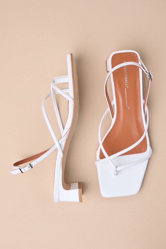 Shop Intentionally Blank Fifi Ice White Leather Strappy Slingback Low Heel Sandals
