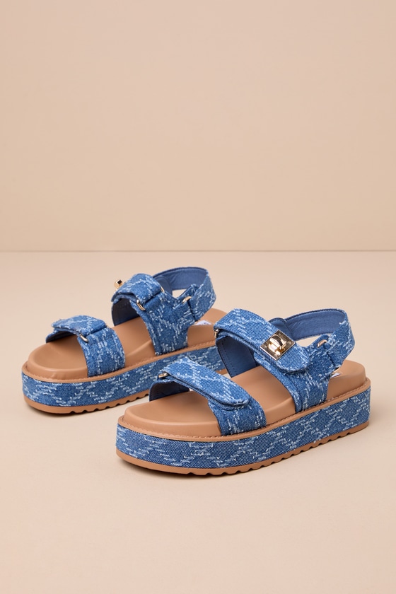 Big Mona Denim Multi Slingback Flatform Sandals 1
