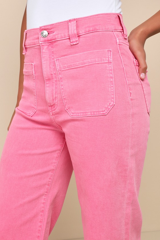 Shop Daze Denim Siren Hot Pink High Rise Wide-leg Jeans