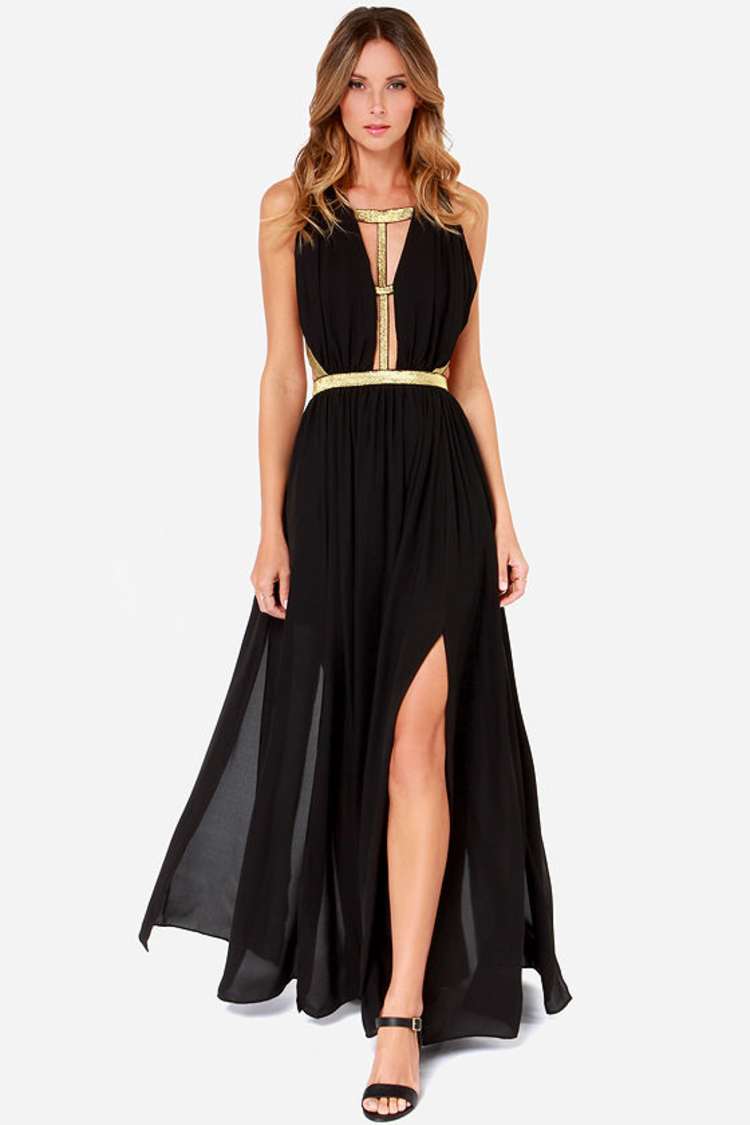Pretty Black Maxi Dress - Plunging Dress - $64.00 - Lulus
