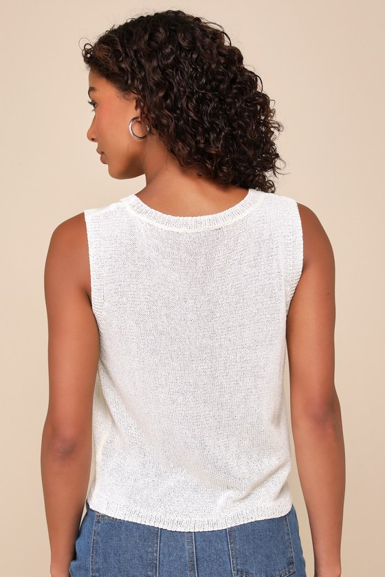Lulus Clean Aesthetic Cream Sweater Knit Tank Top In White