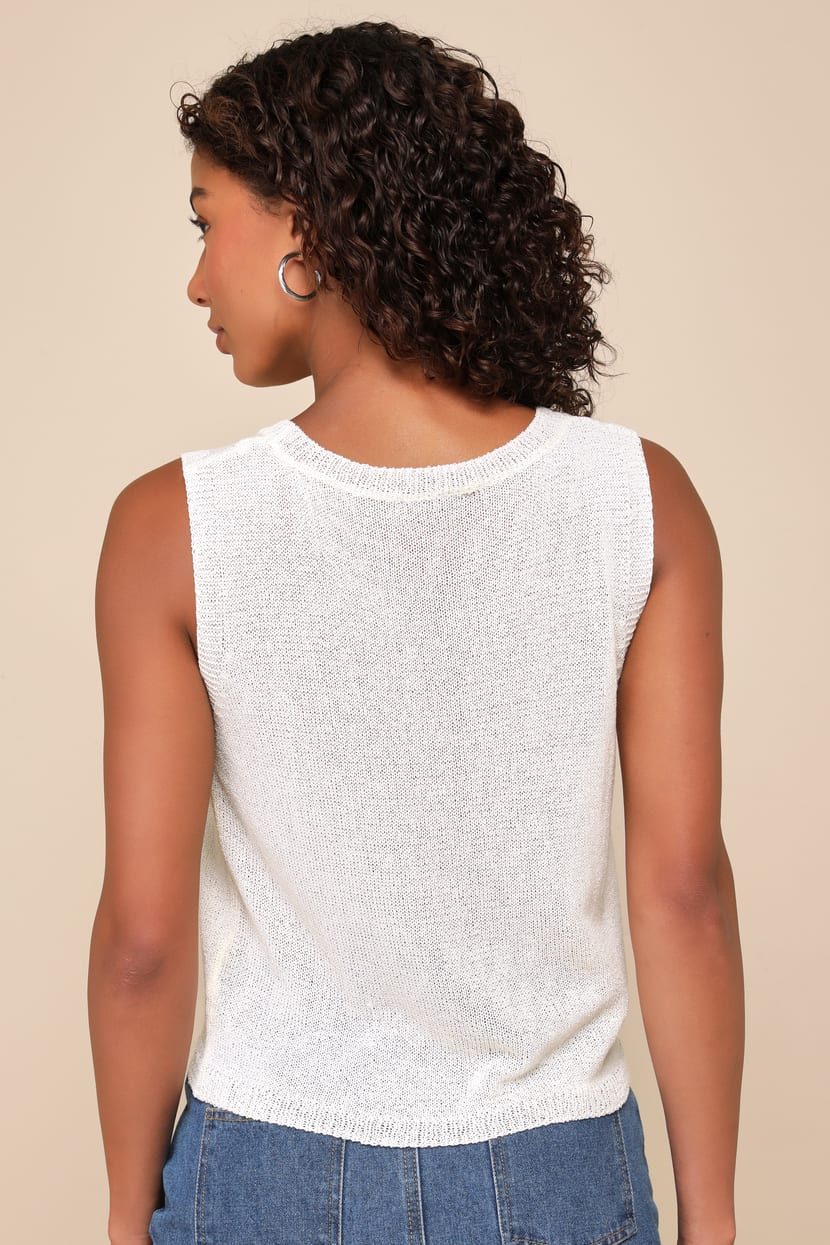 Clean Aesthetic Cream Sweater Knit Tank Top