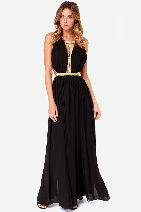 Pretty Black Maxi Dress - Plunging Dress - $64.00 - Lulus