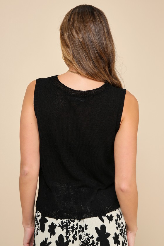 Lulus Clean Aesthetic Black Sweater Knit Tank Top In Black