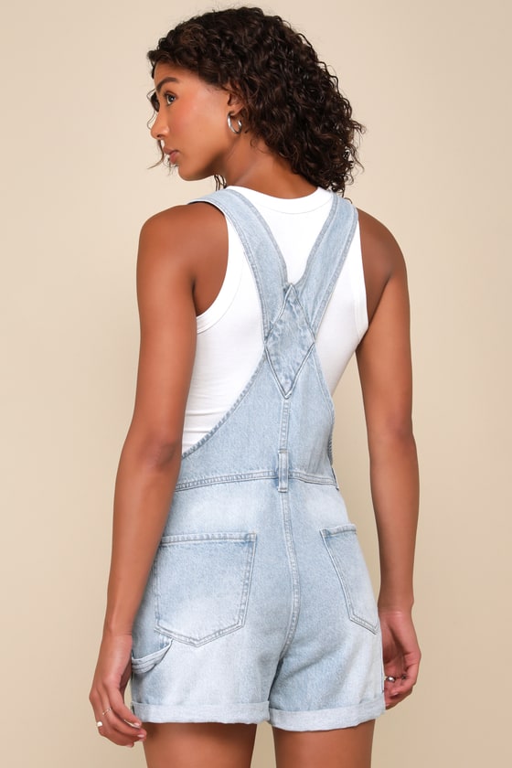 Shop Daze Denim Baby Blues Light Wash Denim Short Overalls