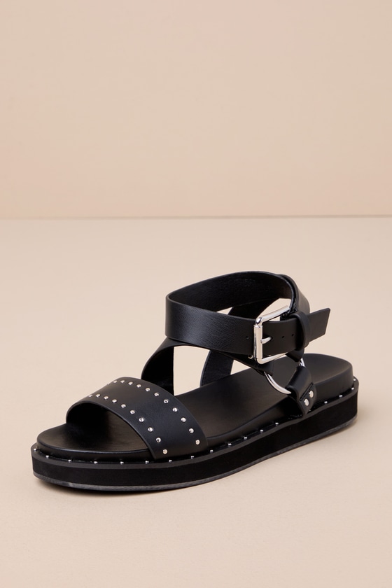 Shop Shu Shop Cameron Black Studded Ankle Strap Sandals