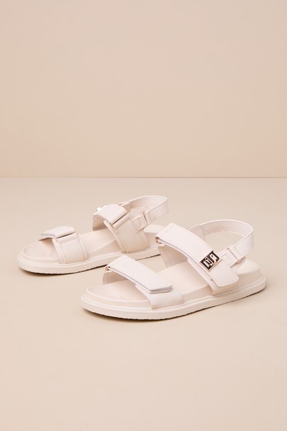 Lulus Jennette Bone Strappy Slingback Sandals In White