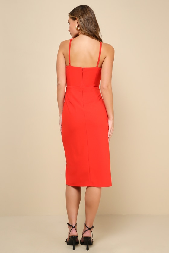 Shop Lulus Sultry Muse Red Cutout Sleeveless Bodycon Midi Dress