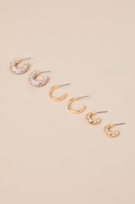 Stunning Collection Gold Rhinestone Hoop Earring Set