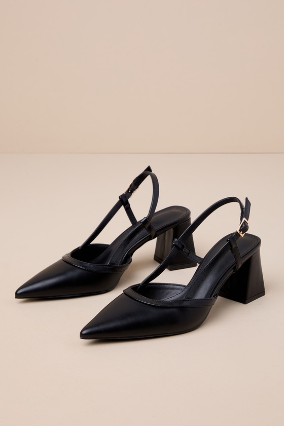 Lulus Sadia Black Pointed-toe Slingback Pumps In Black