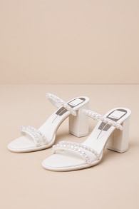 Barrit Pearl Vanilla Embellished Strappy High Heel Sandals