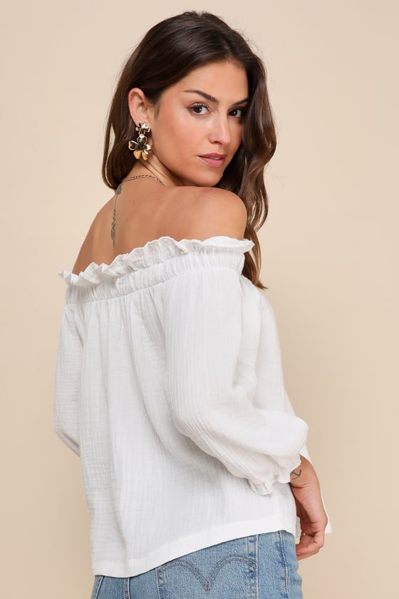 Sweet One White Off-the-Shoulder Top 7