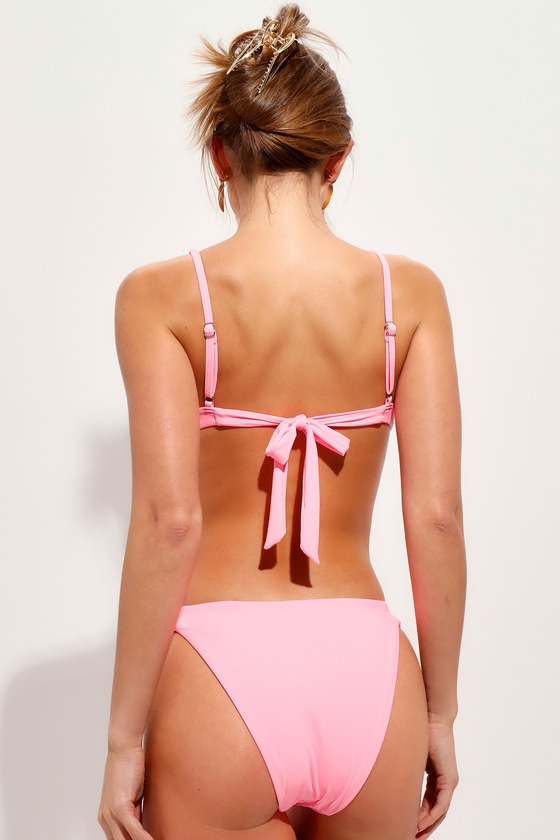 Shop Lulus Dreamy Oasis Neon Pink Mid-rise Bikini Bottoms