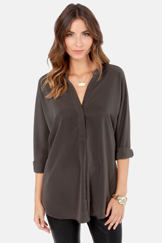 Days on Trend Dark Grey Long Sleeve Top