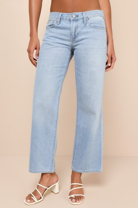 Shop Just Black Perfectly Essential Light Wash Mid-rise Relaxed Wide-leg Jeans In Blue
