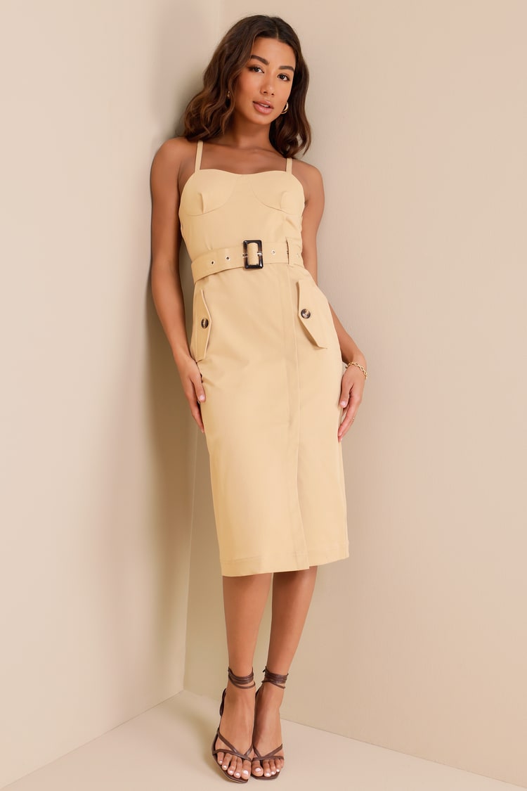 knee length dresses for ladies Cargo Tie Midi Dress – Idun main image 0