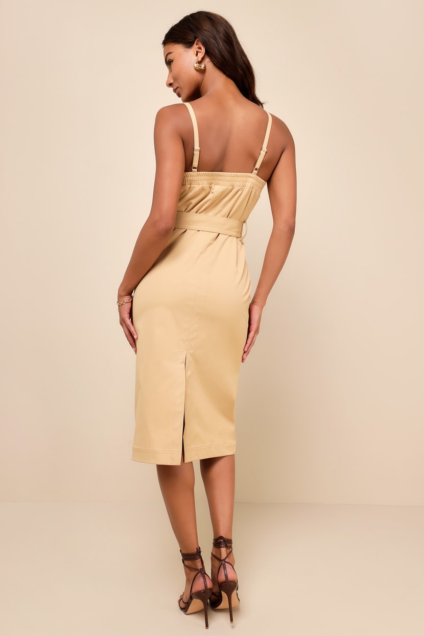 Steve Madden Adley - Tan Cargo Dress - Bustier Belt Midi Dress - Lulus