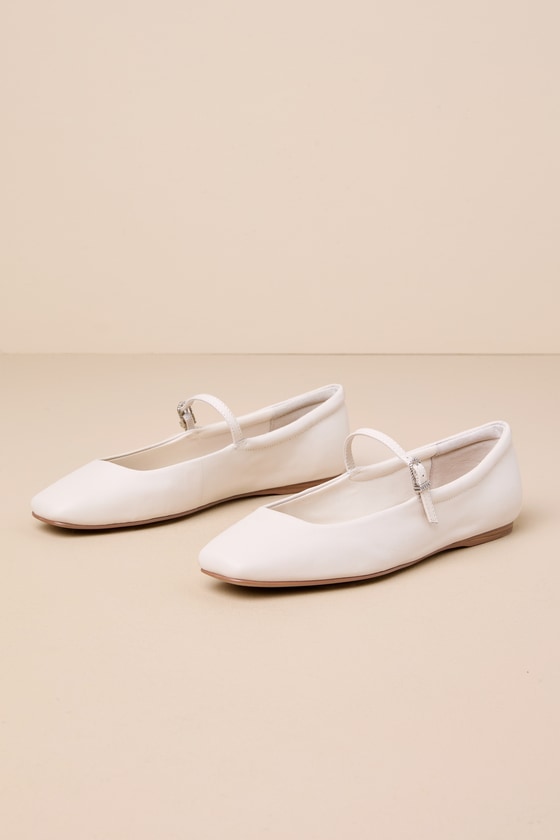 Reyes Ivory Leather Buckle Ballet Flats 2