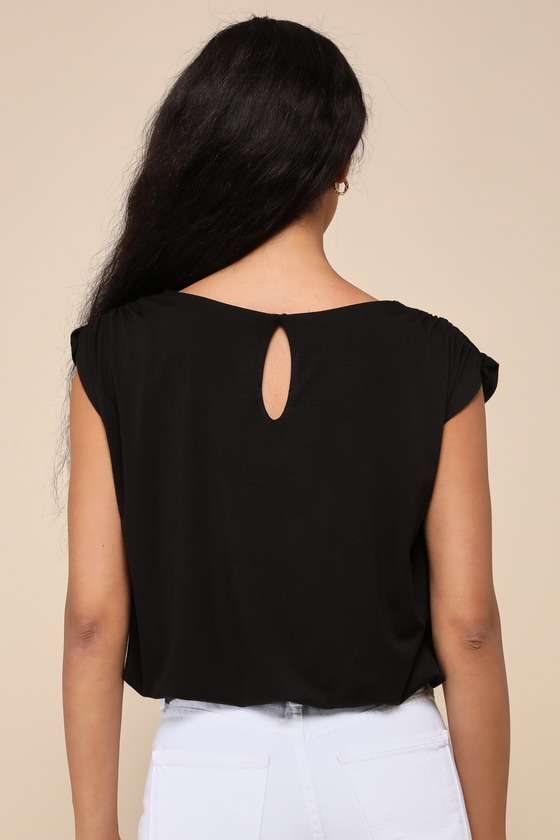 KLD-L/S SCOOP NECK BUBBLE HEMMED TOP IN RUST main image 0