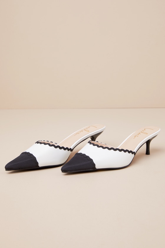 Lulus Calton Black And White Pointed-toe Mules Pumps